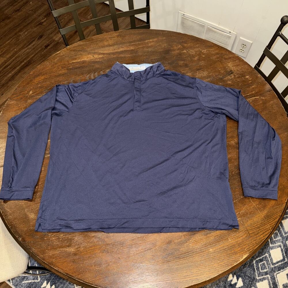 Peter Millar Shirt Mens XL Navy Blue Featherweight Golf Lightweight Sweater Snap